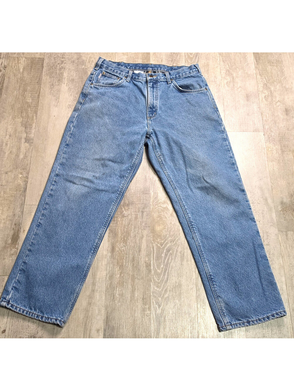Carhartt Flannel Lined Jeans Mens 36x30 Blue Relaxed Fit Workwear Denim B172 DST